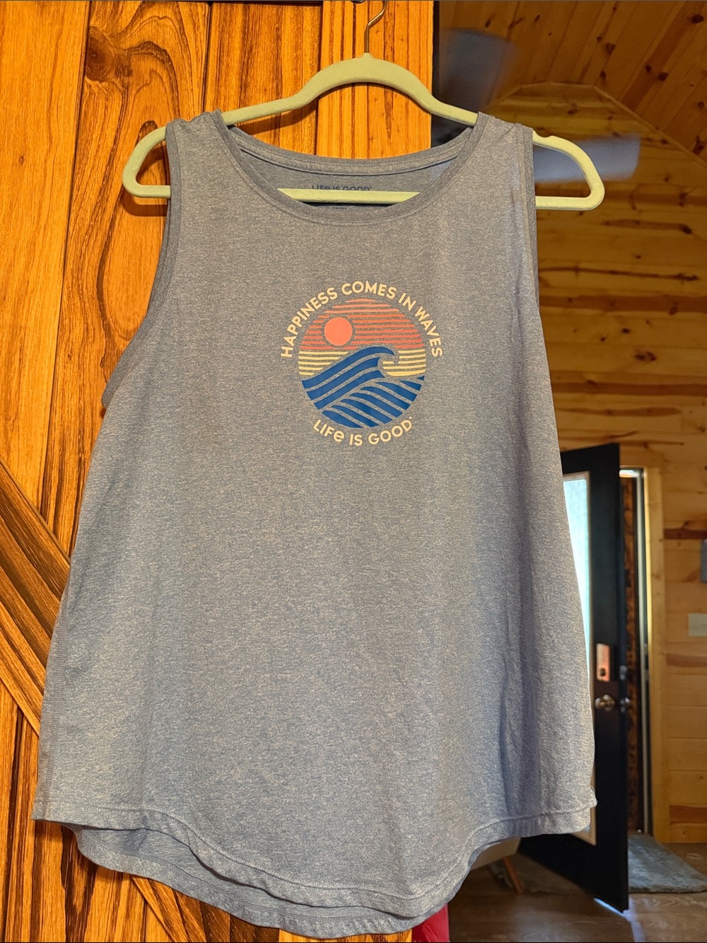 Life Is Good Heather Blue Wave Graphic Tank